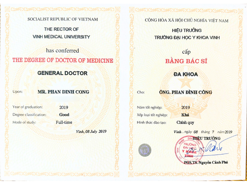 bằng cấp của bác sĩ david công