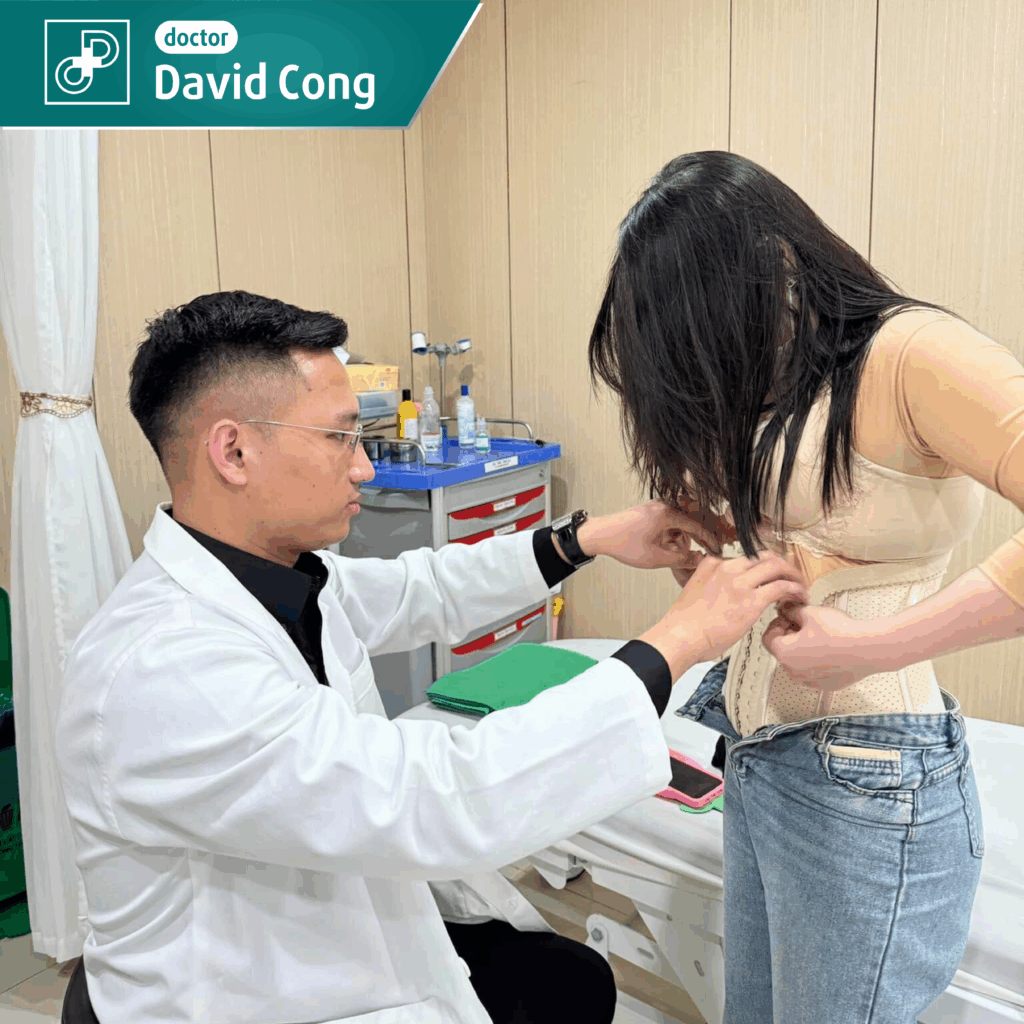 Dr. David takes care of customers after liposuction